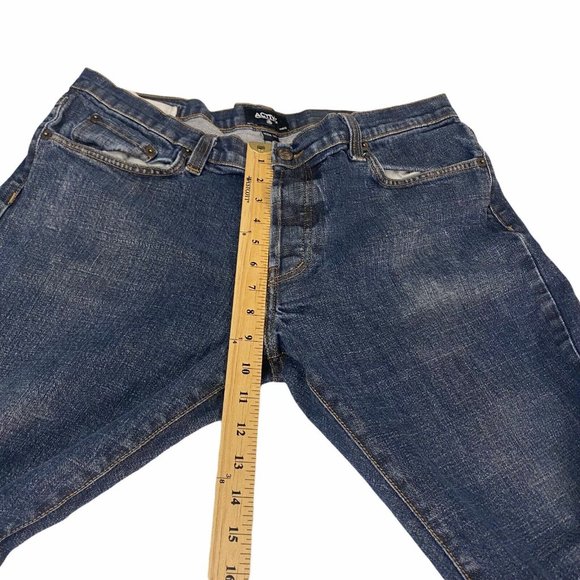 Active Denim Jeans 38x32 Button Fly Dark Wash Blue Faded Slim Straight Casual - Picture 9 of 11